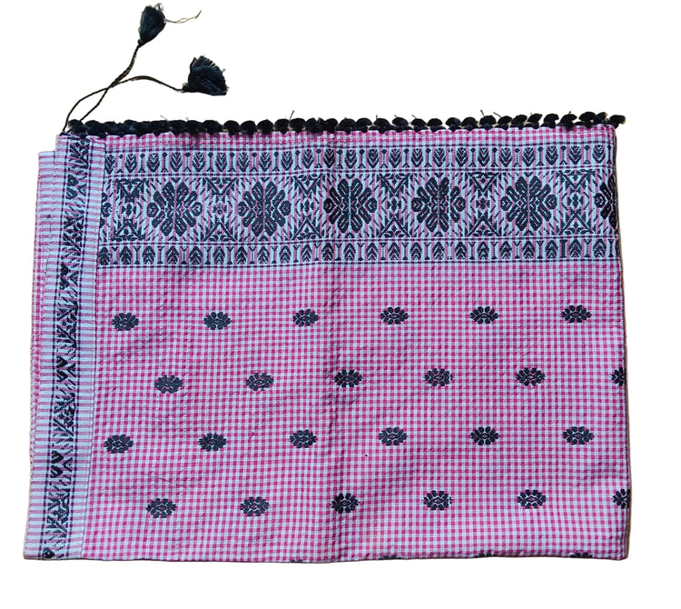 Traditional Handwoven Duphirso/Pekok in Pink & Black