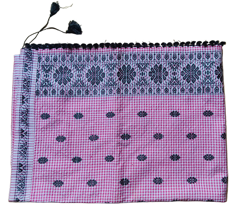 Traditional Handwoven Duphirso/Pekok in Pink & Black