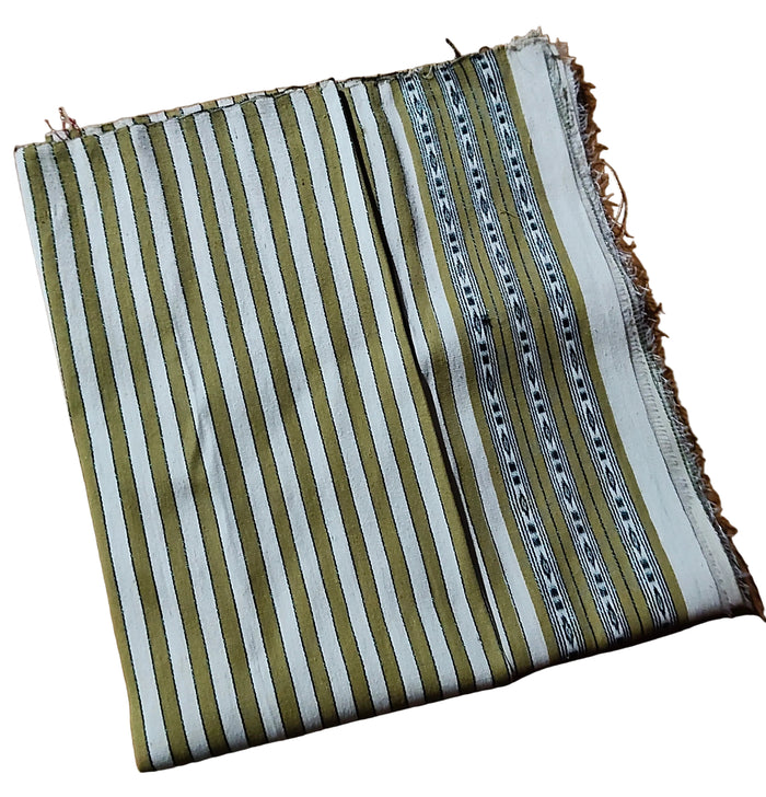 Khonjari Honki/Eri Fabric stripped in Olive/White colours