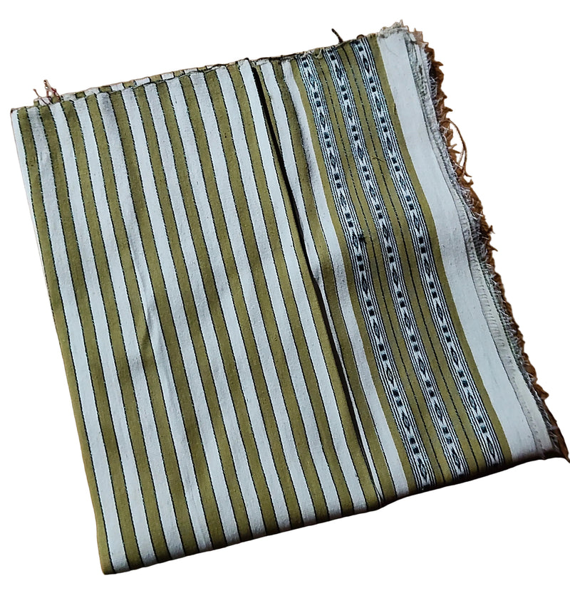Khonjari Honki/Eri Fabric stripped in Olive/White colours